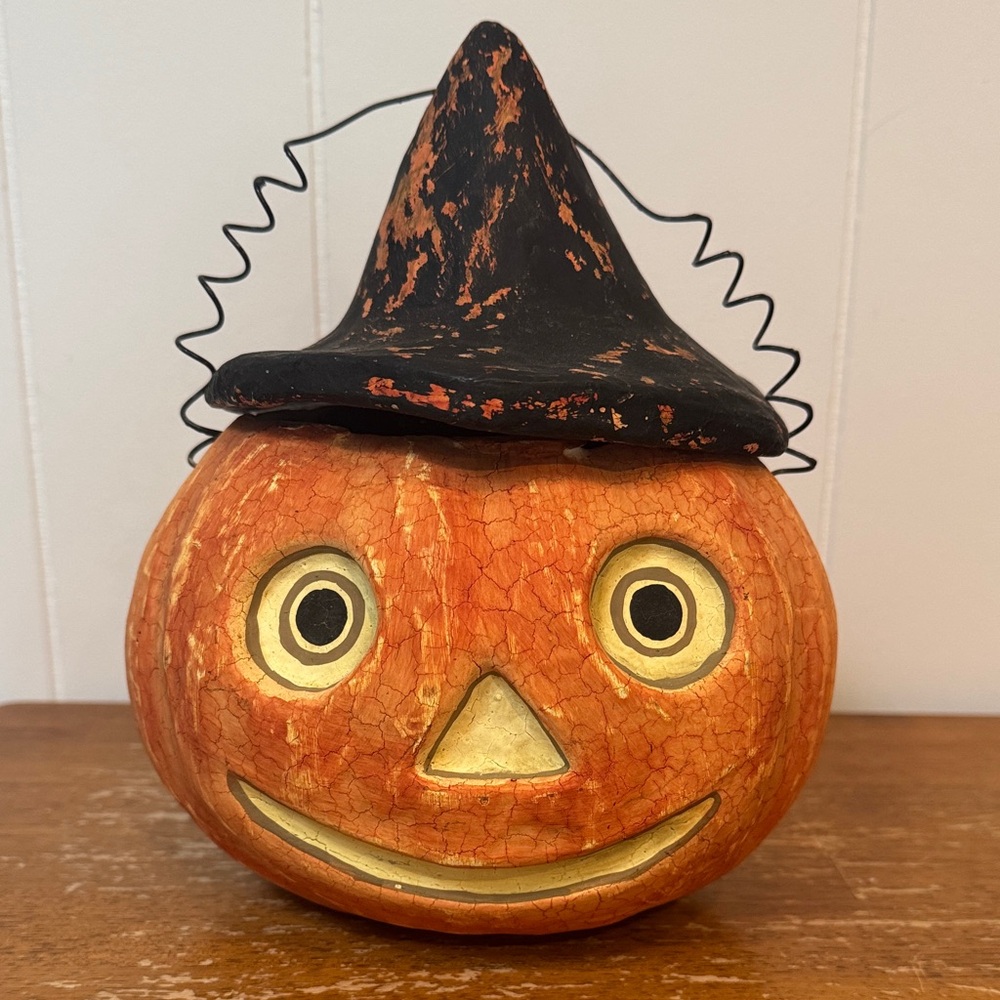 Bethany Lowe Paper Mache Pumpkin Bucket